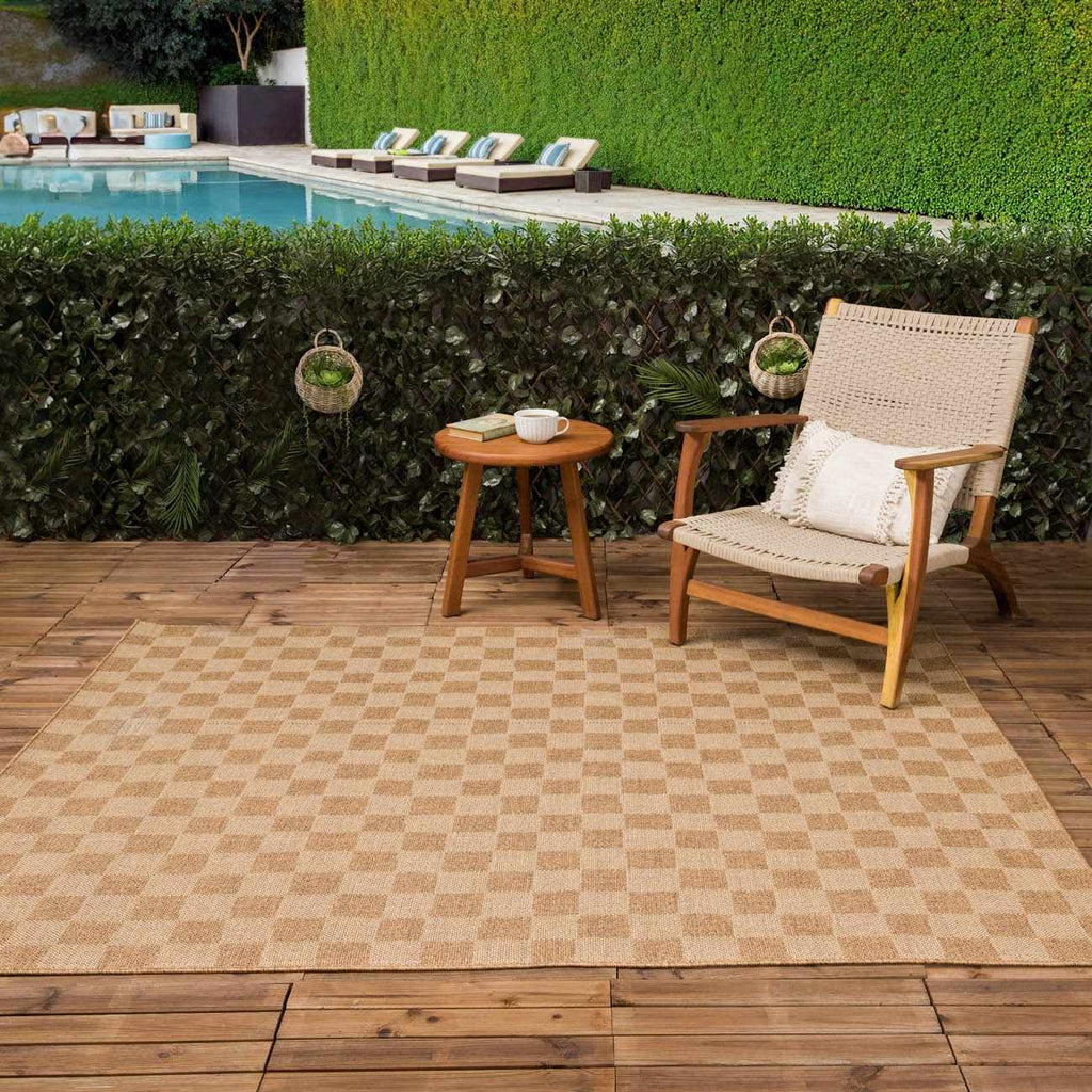 Kuval Checkered Brown Rug - thewrightstore