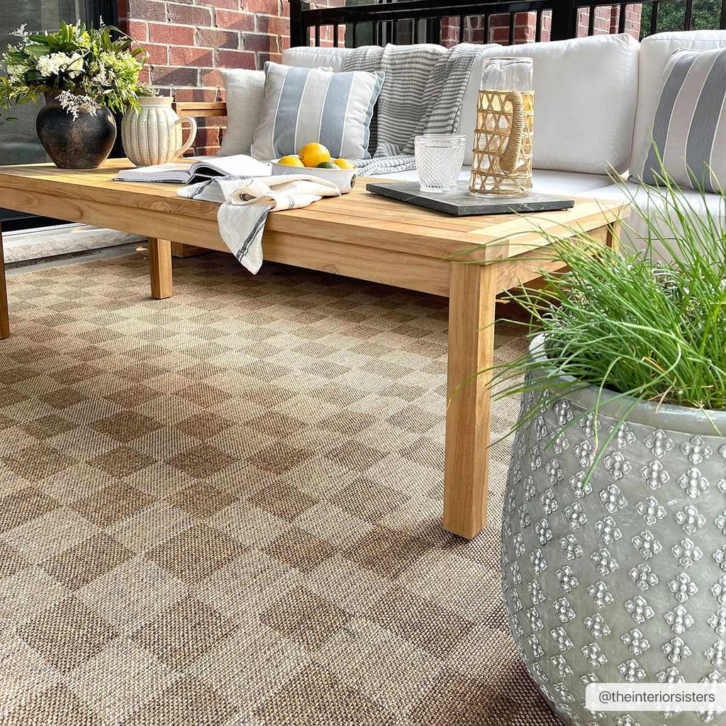 Kuval Checkered Brown Rug - thewrightstore