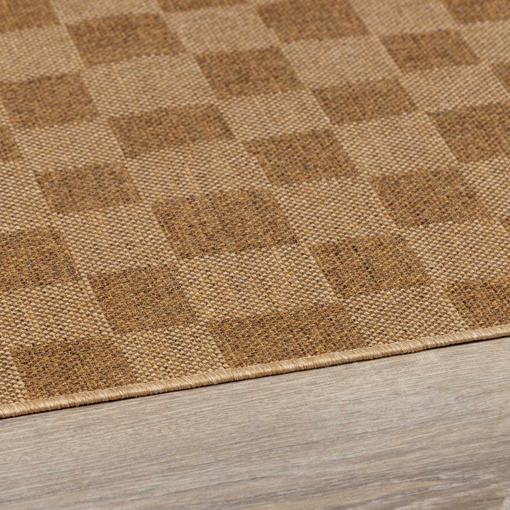 Kuval Checkered Brown Rug - thewrightstore