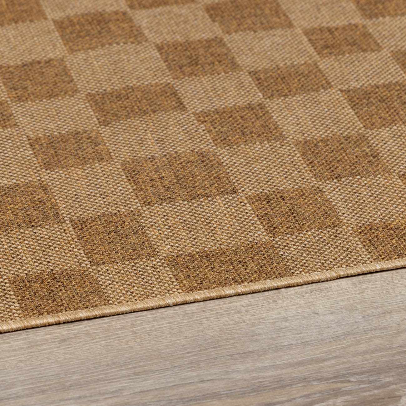 Kuval Checkered Brown Rug - thewrightstore