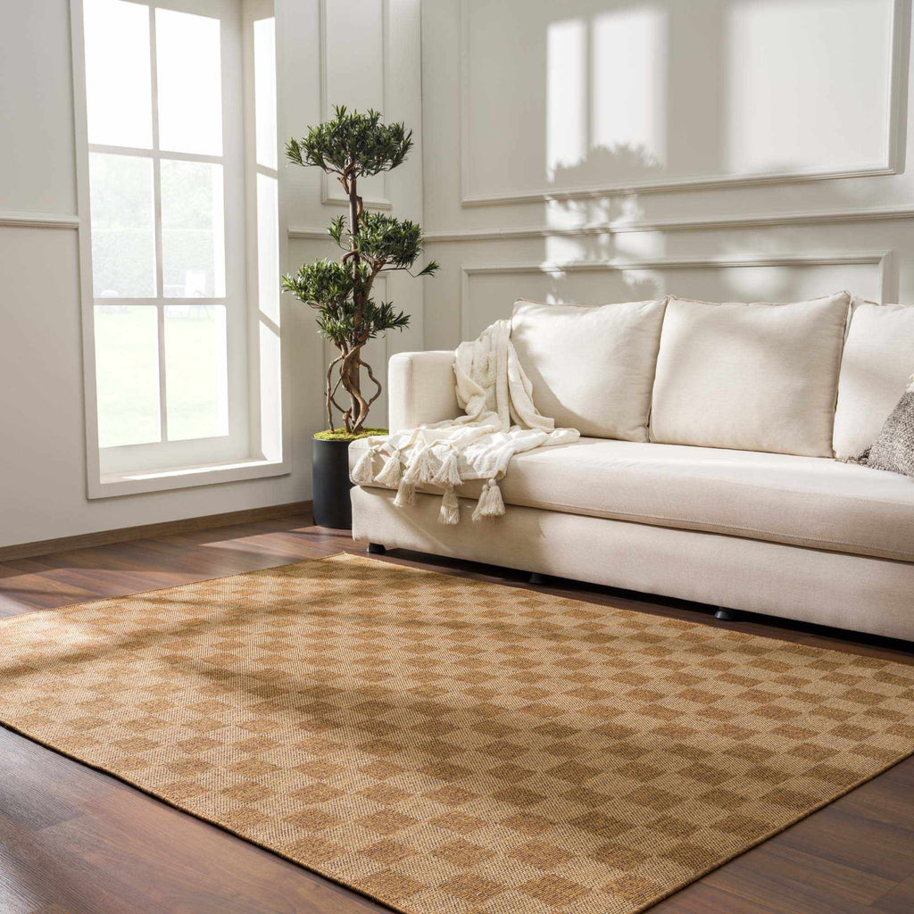 Kuval Checkered Brown Rug - thewrightstore