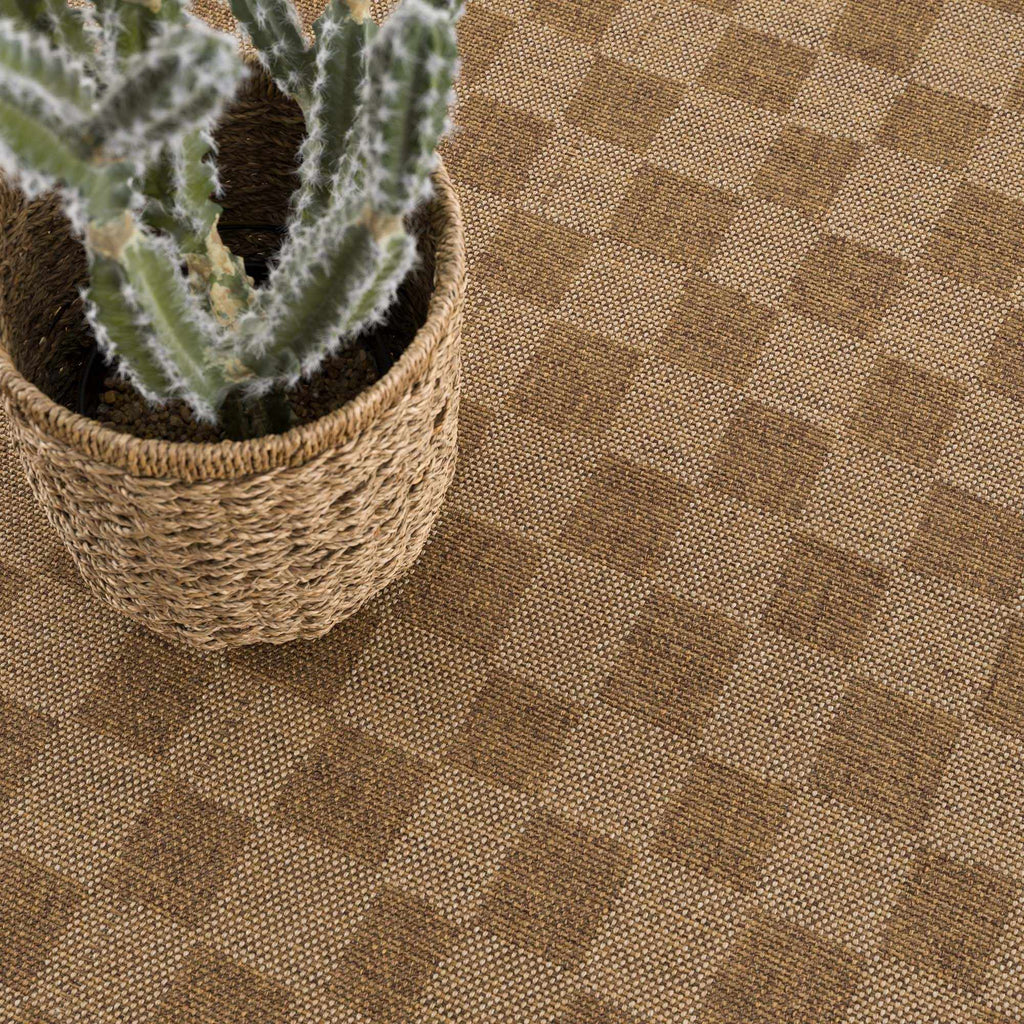 Kuval Checkered Brown Rug - thewrightstore