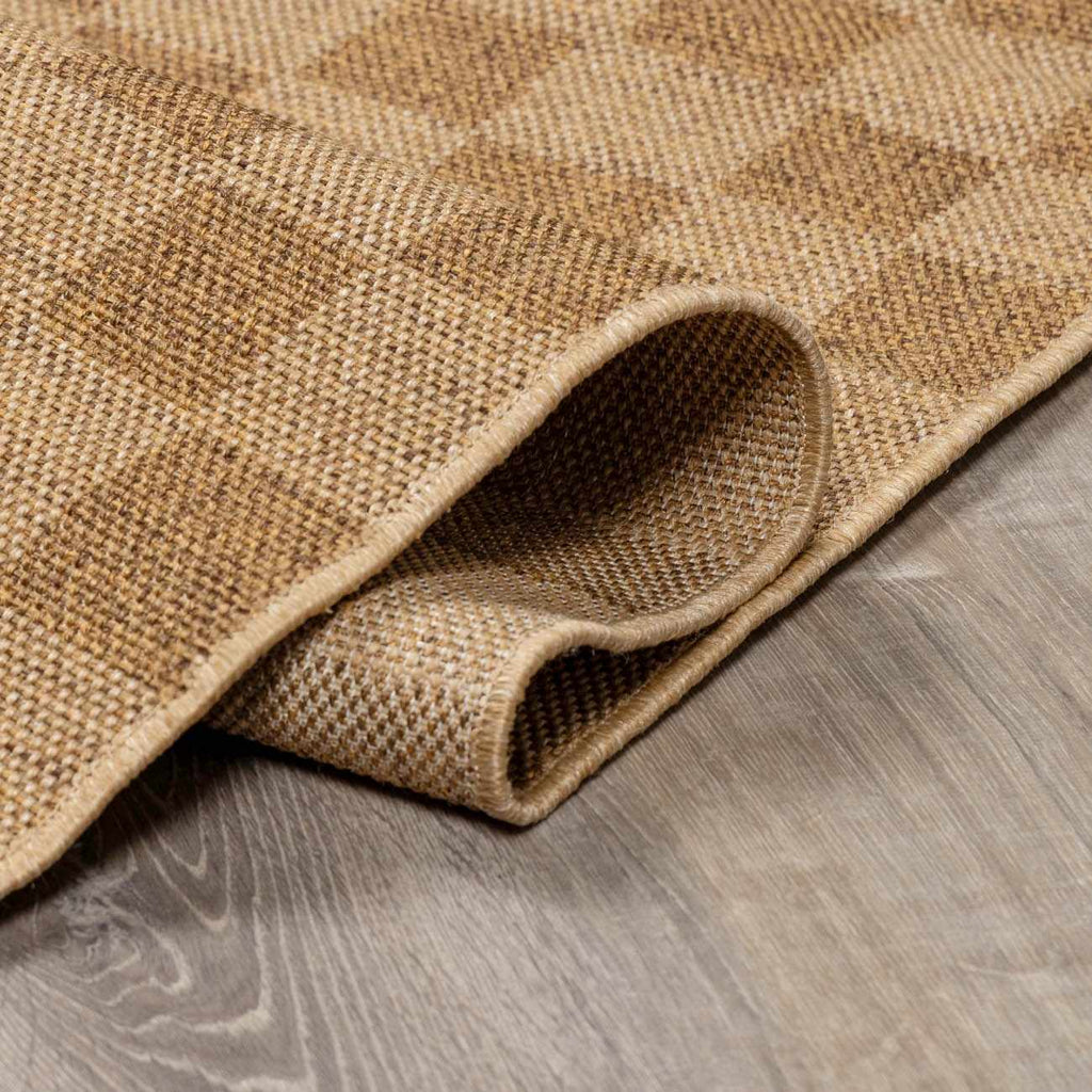 Kuval Checkered Brown Rug - thewrightstore