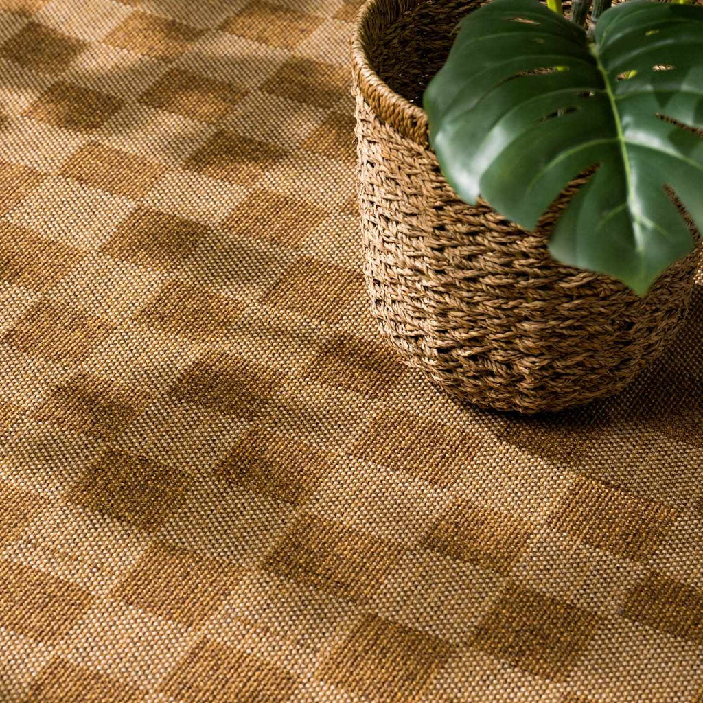 Kuval Checkered Brown Rug - thewrightstore