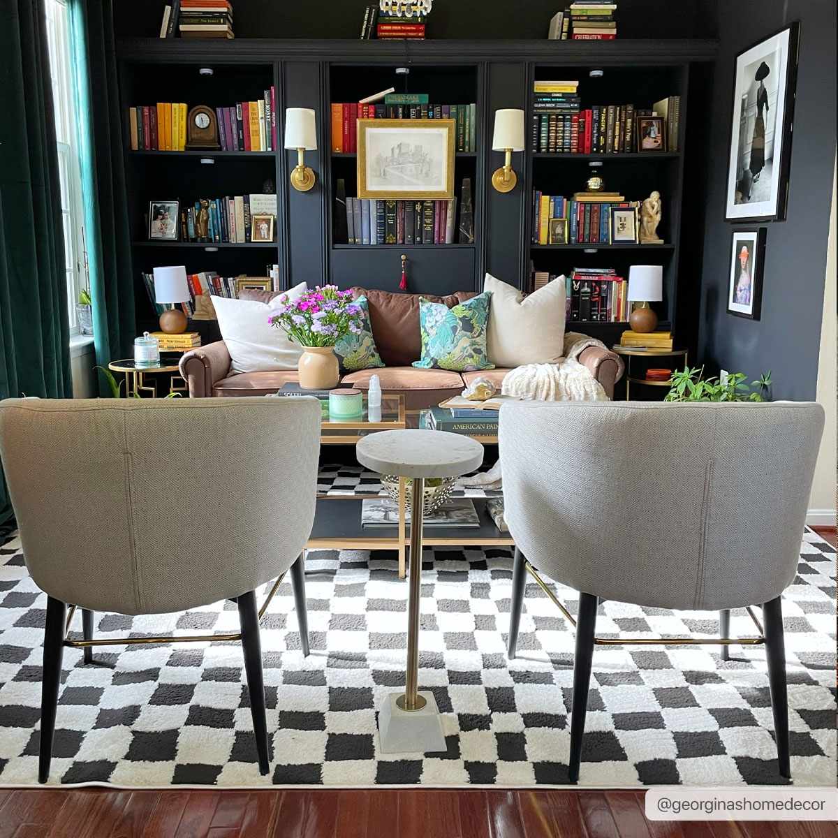 Lajos Black & White Checkered Plush Rug - thewrightstore