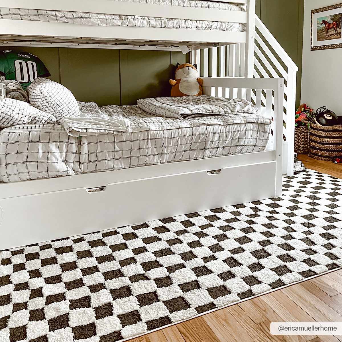 Lajos Black & White Checkered Plush Rug - thewrightstore