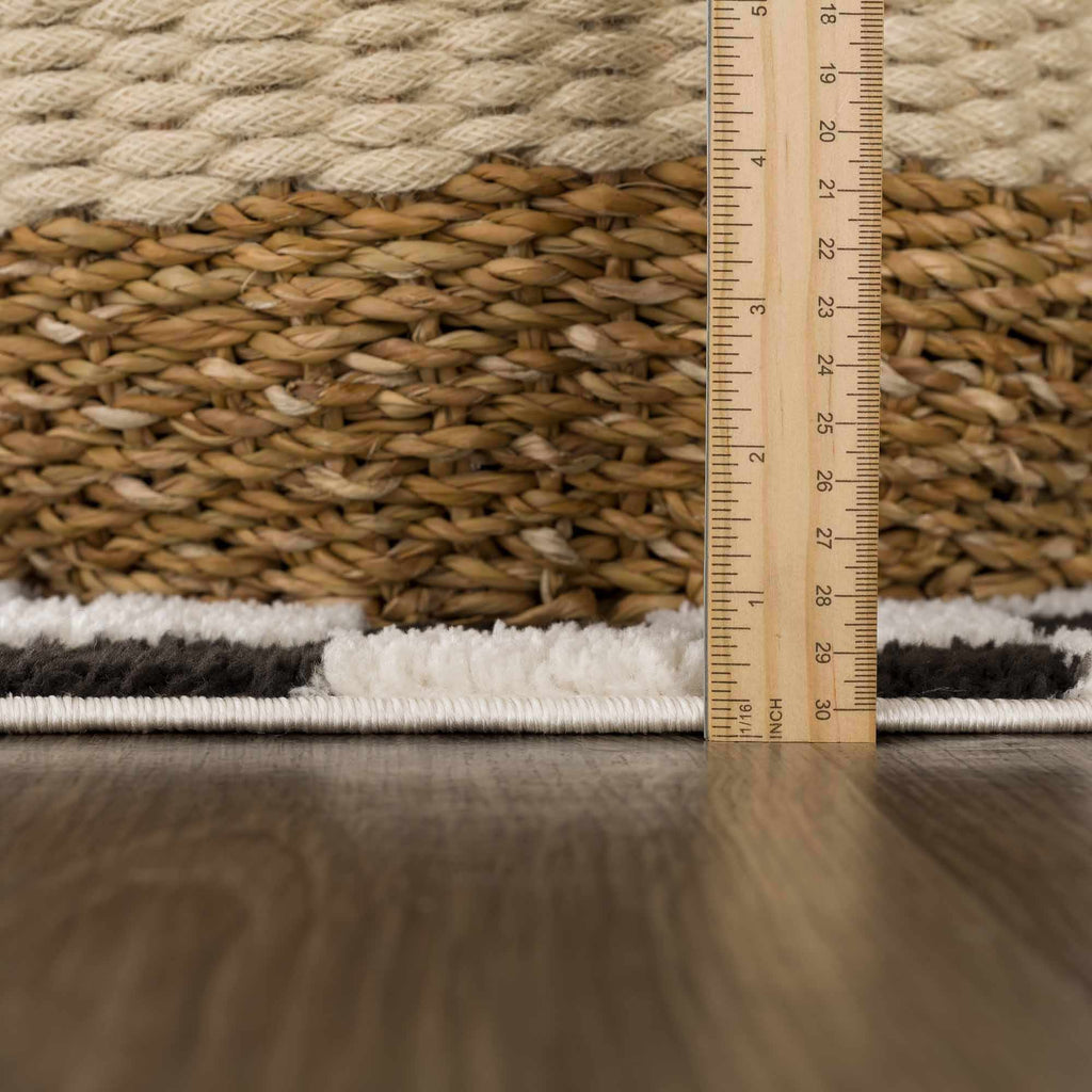 Lajos Black & White Checkered Plush Rug - thewrightstore