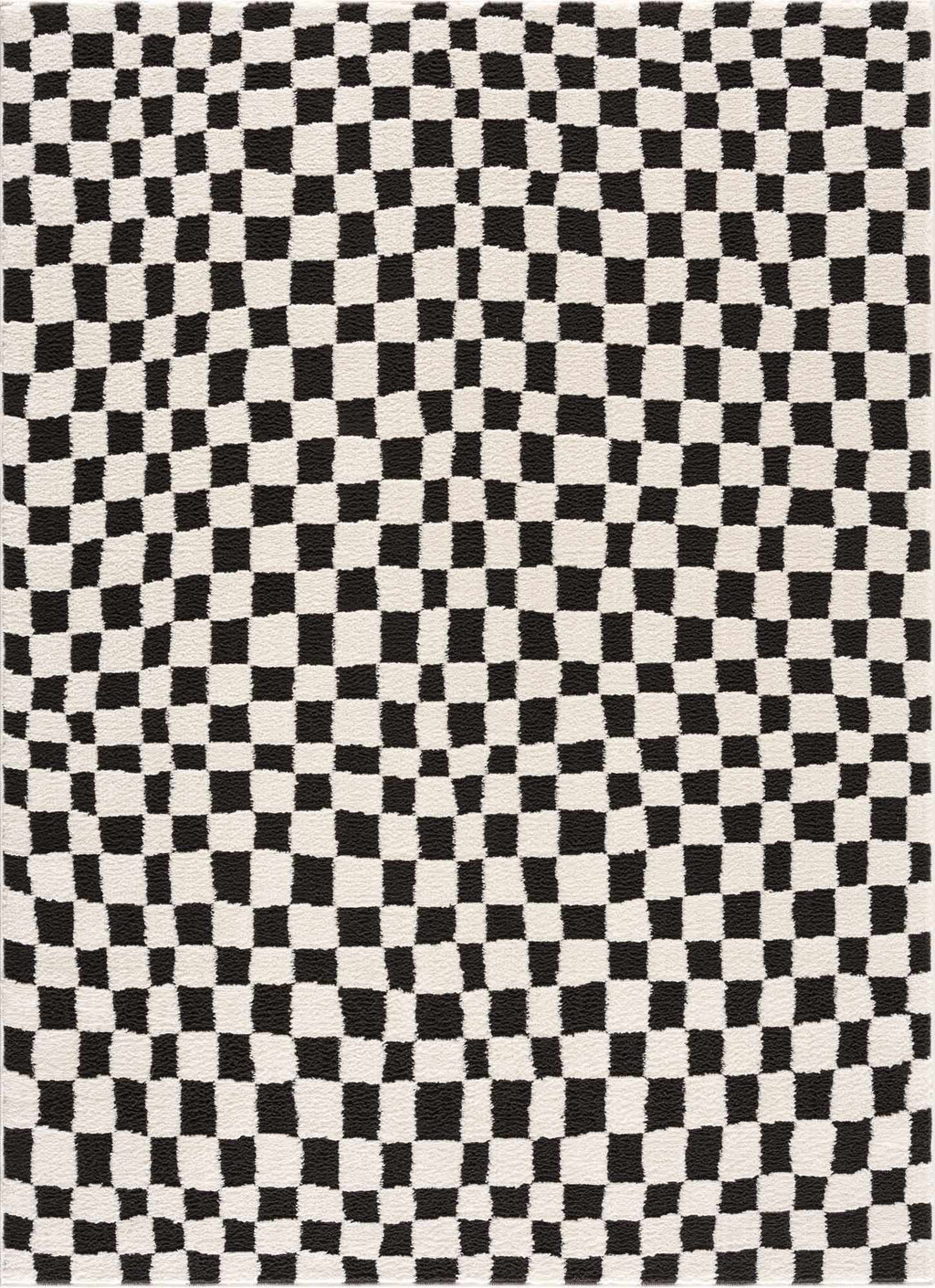 Lajos Black & White Checkered Plush Rug - thewrightstore