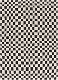 Lajos Black & White Checkered Plush Rug - thewrightstore