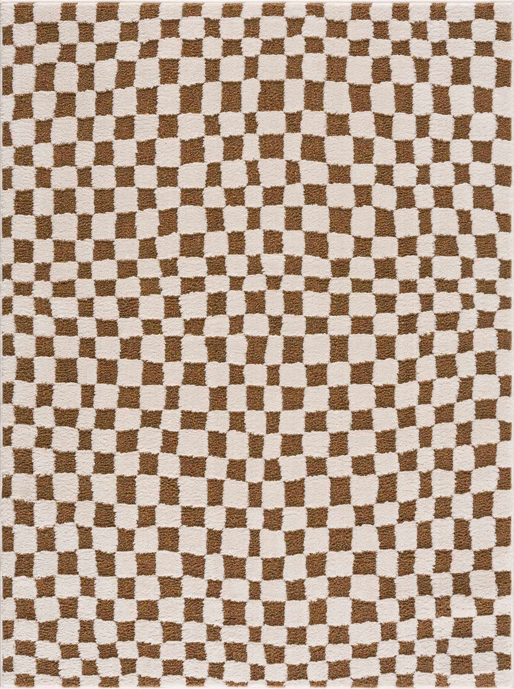 Lajos Brown Checkered Shag Rug - Clearance - thewrightstore