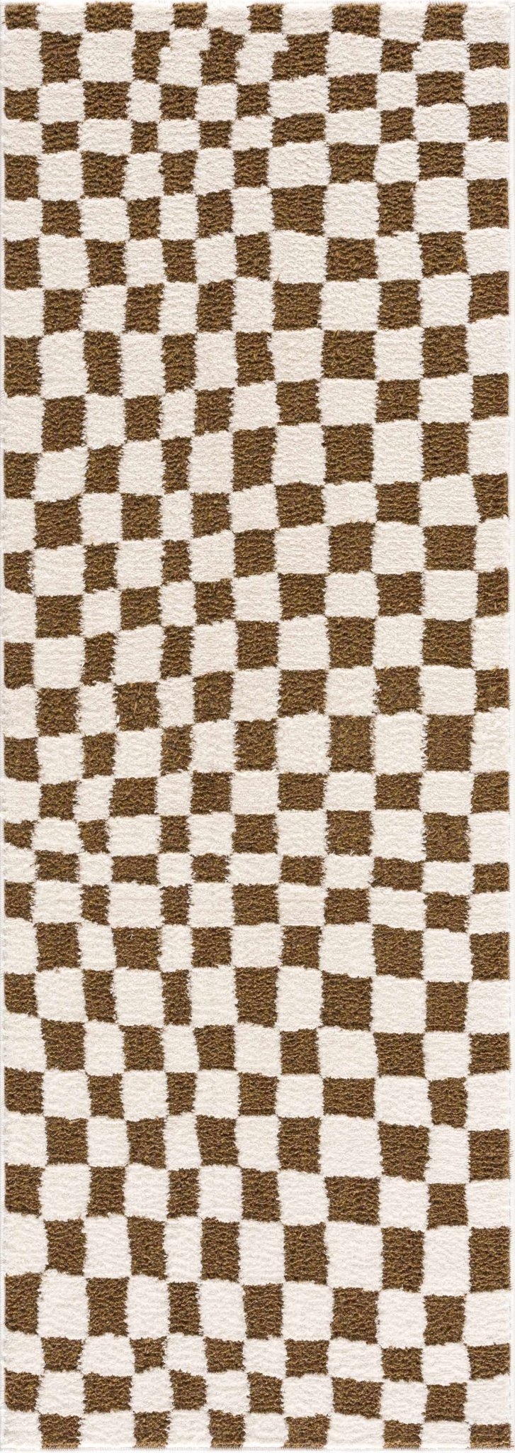Lajos Brown Checkered Shag Rug - Clearance - thewrightstore