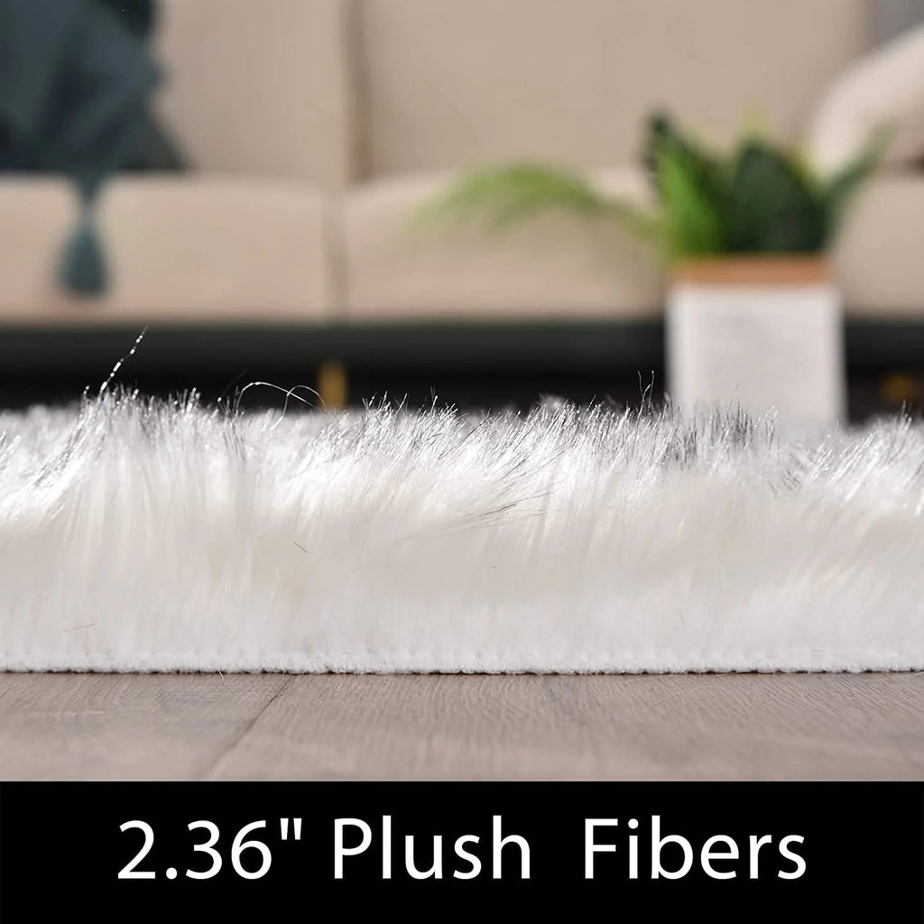 Large Circle Area Rugs for Living Room round Rug 8Ft Fluffy Bedroom Rug White with Grey Tips Shaggy Rug Washable Shag Rug Faux Fur Rug Fuzzy Rug for Floor Plush Rug - thewrightstore