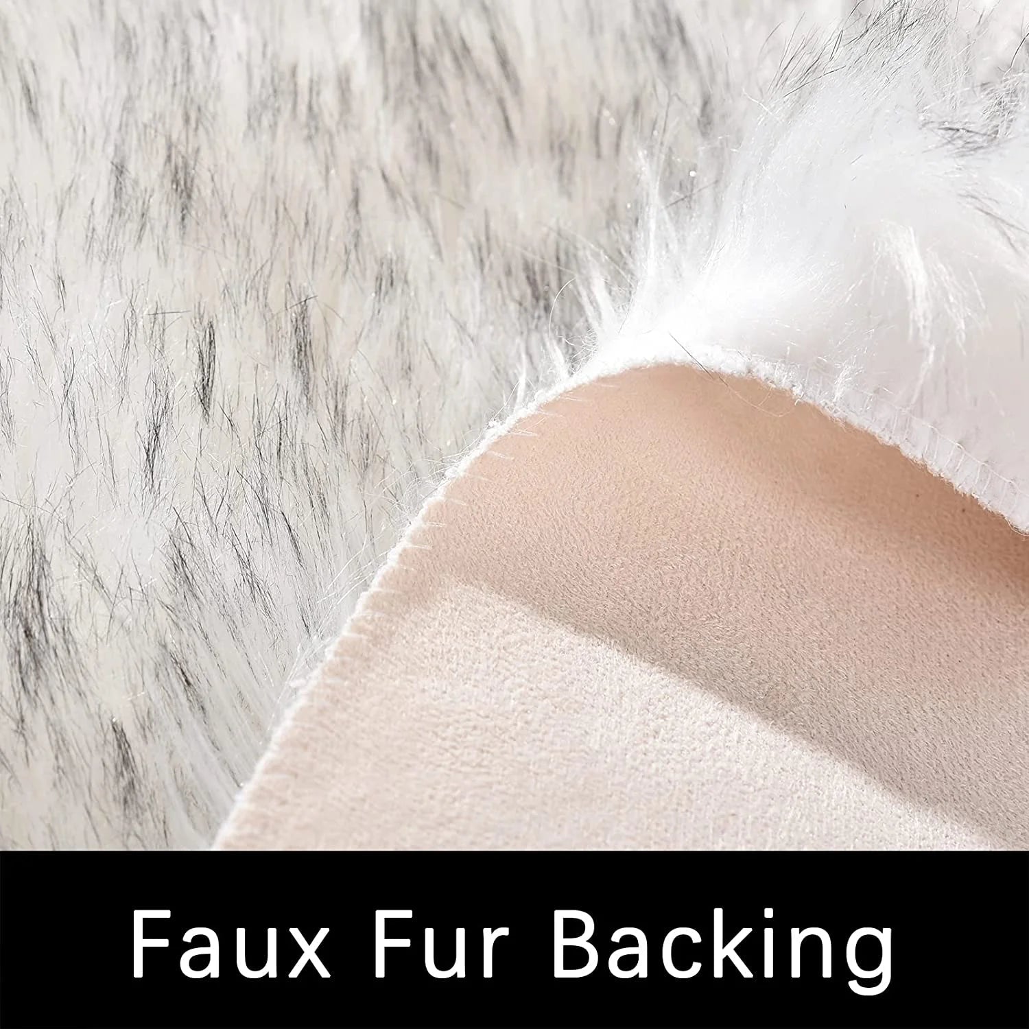 Large Circle Area Rugs for Living Room round Rug 8Ft Fluffy Bedroom Rug White with Grey Tips Shaggy Rug Washable Shag Rug Faux Fur Rug Fuzzy Rug for Floor Plush Rug - thewrightstore