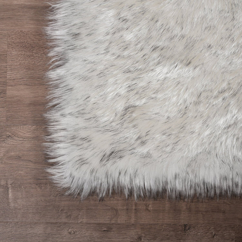 Large Circle Area Rugs for Living Room round Rug 8Ft Fluffy Bedroom Rug White with Grey Tips Shaggy Rug Washable Shag Rug Faux Fur Rug Fuzzy Rug for Floor Plush Rug - thewrightstore