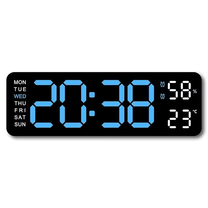Large LED Digital Wall Clock – With Temperature, Humidity & Week Display - thewrightstore