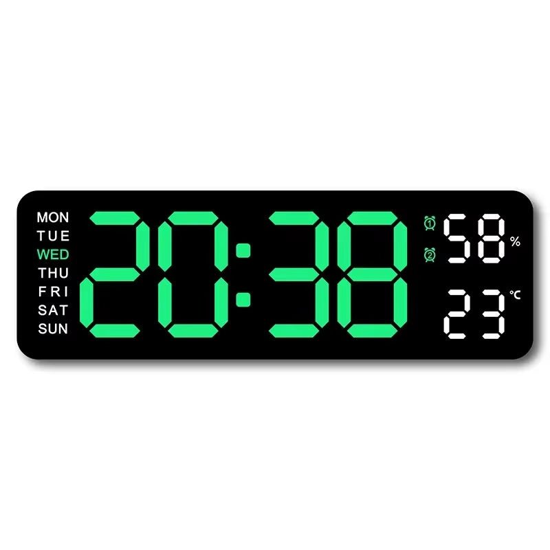 Large LED Digital Wall Clock – With Temperature, Humidity & Week Display - thewrightstore