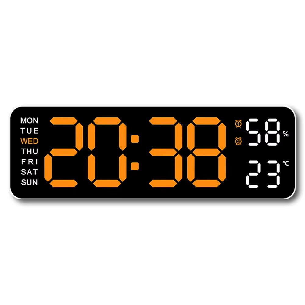 Large LED Digital Wall Clock – With Temperature, Humidity & Week Display - thewrightstore