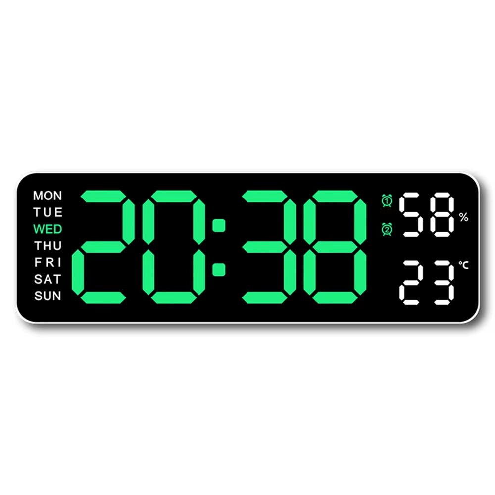 Large LED Digital Wall Clock – With Temperature, Humidity & Week Display - thewrightstore