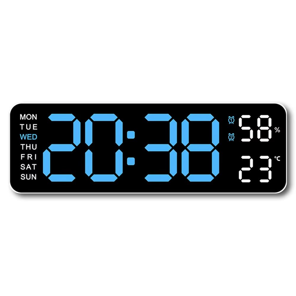 Large LED Digital Wall Clock – With Temperature, Humidity & Week Display - thewrightstore