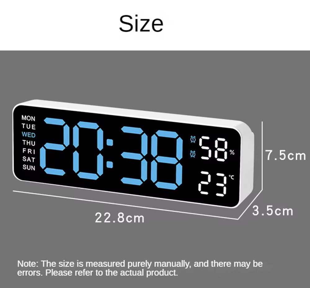 Large LED Digital Wall Clock – With Temperature, Humidity & Week Display - thewrightstore