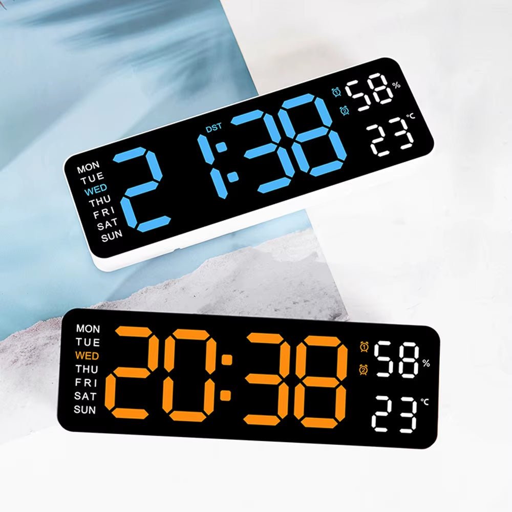 Large LED Digital Wall Clock – With Temperature, Humidity & Week Display - thewrightstore