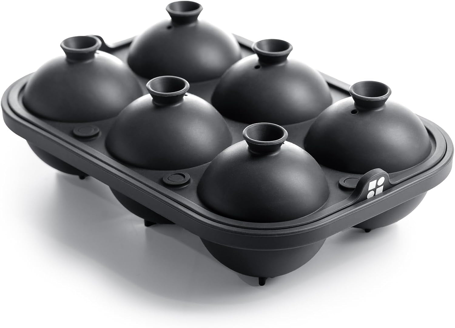 Large Silicone Ice Cube Molds with Built-In Easy-Fill Funnel - 2-Inch Round and Square Whiskey Ice Molds for Cocktails and Bourbon (Charcoal) - thewrightstore