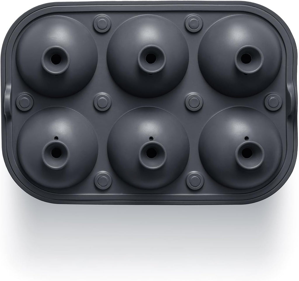 Large Silicone Ice Cube Molds with Built-In Easy-Fill Funnel - 2-Inch Round and Square Whiskey Ice Molds for Cocktails and Bourbon (Charcoal) - thewrightstore