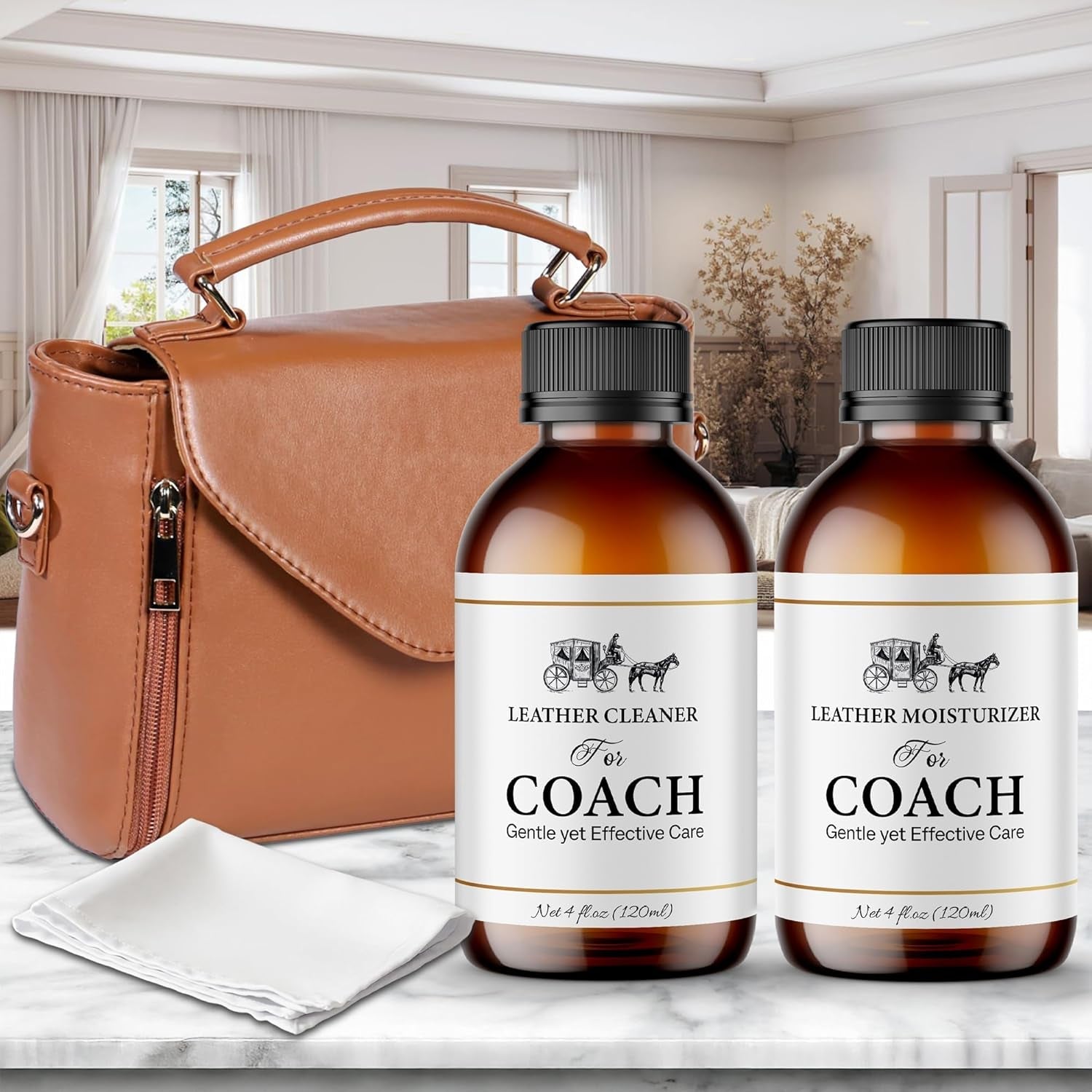 Leather Cleaner and Moisturizer Set for Vachetta Leather - Gently Cleans, Restores Shine, Softens, and Removes Stains and Light Scratches for All Luxury Brands - thewrightstore