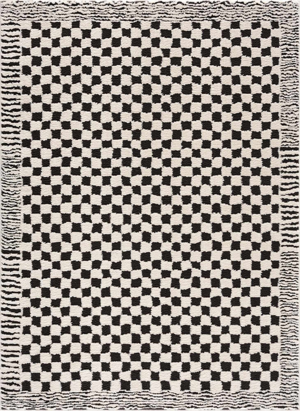Leryn Black & White Checkered Area Rug - thewrightstore