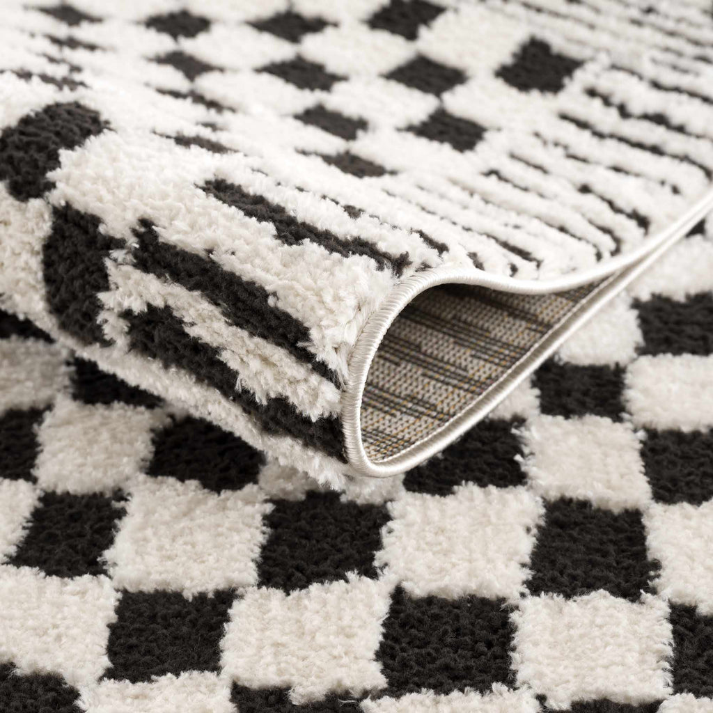 Leryn Black & White Checkered Area Rug - thewrightstore