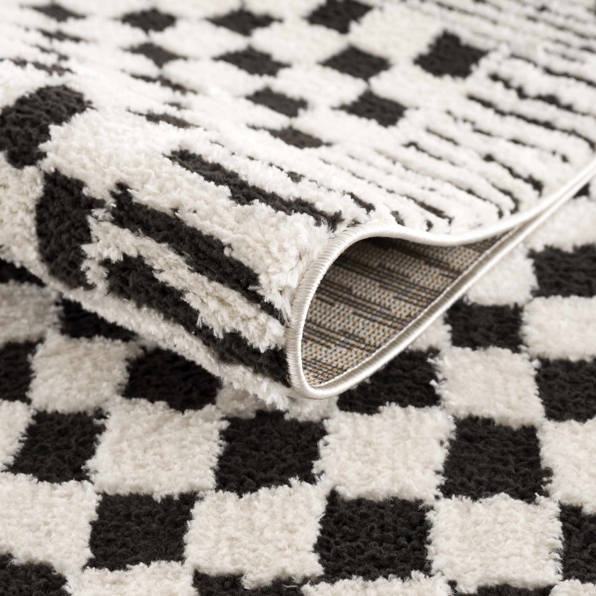 Leryn Black & White Checkered Area Rug - thewrightstore