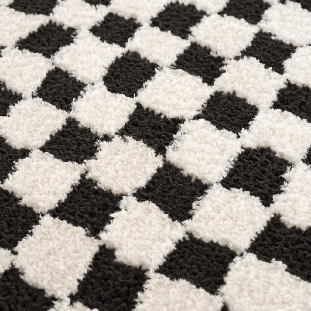 Leryn Black & White Checkered Area Rug - thewrightstore
