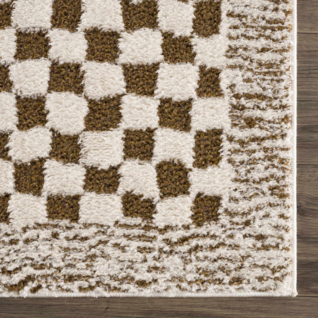 Leryn Brown Checkered Plush Rug - thewrightstore
