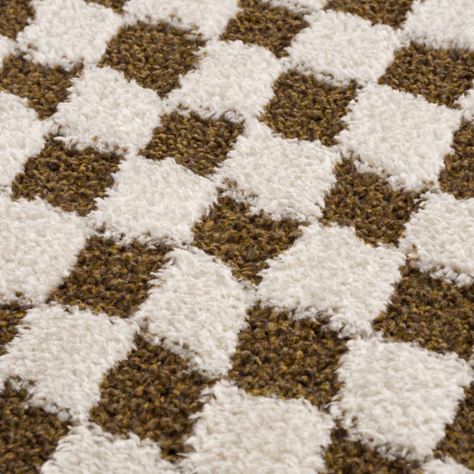 Leryn Brown Checkered Plush Rug - thewrightstore