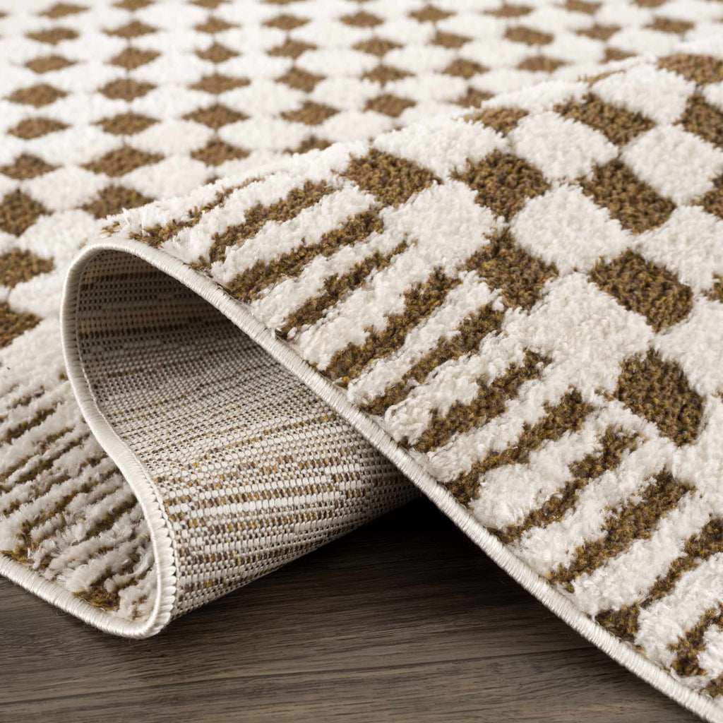 Leryn Brown Checkered Plush Rug - thewrightstore