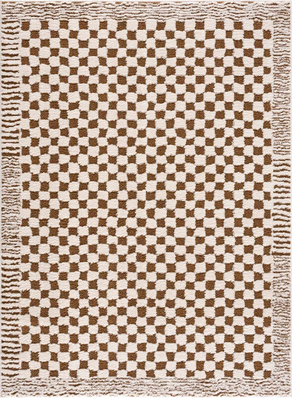 Leryn Brown Checkered Plush Rug - thewrightstore