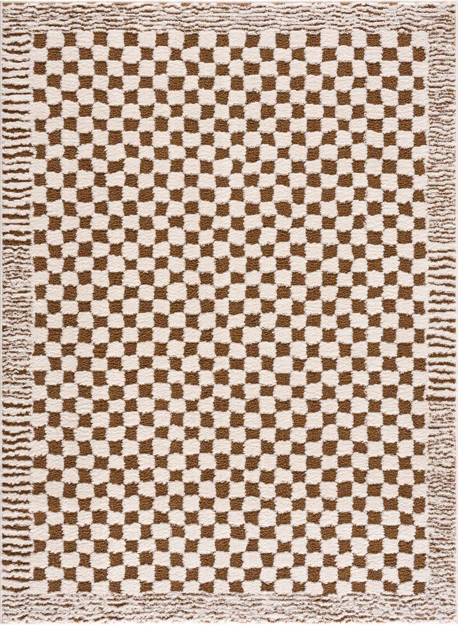 Leryn Brown Checkered Plush Rug - thewrightstore