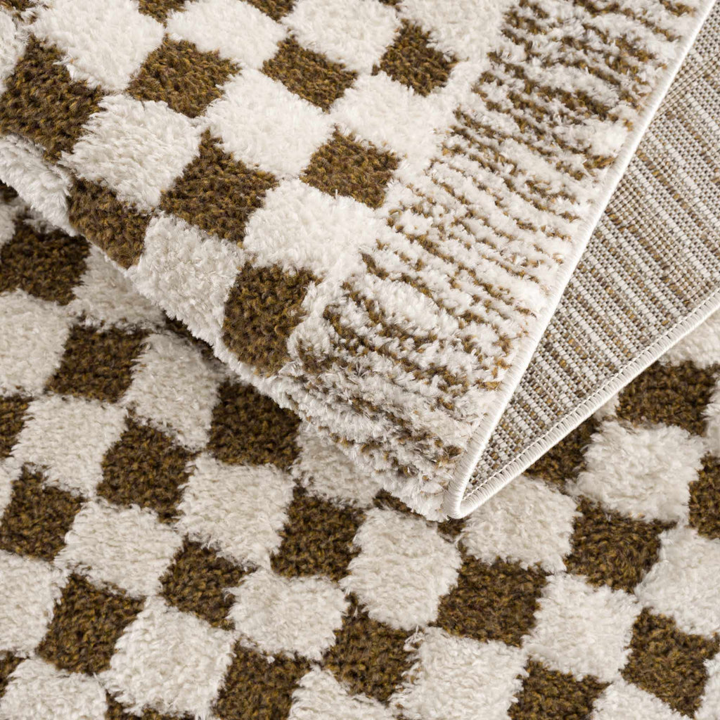 Leryn Brown Checkered Plush Rug - thewrightstore
