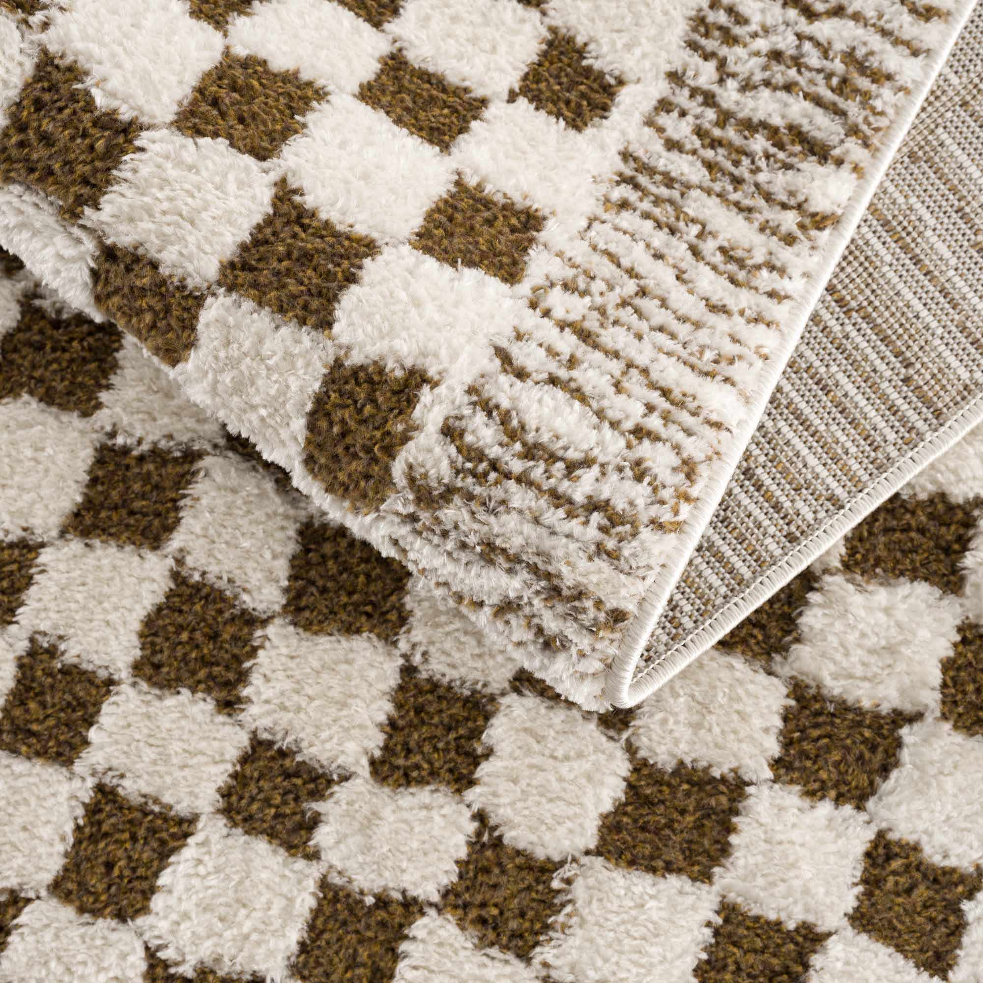 Leryn Brown Checkered Plush Rug - thewrightstore