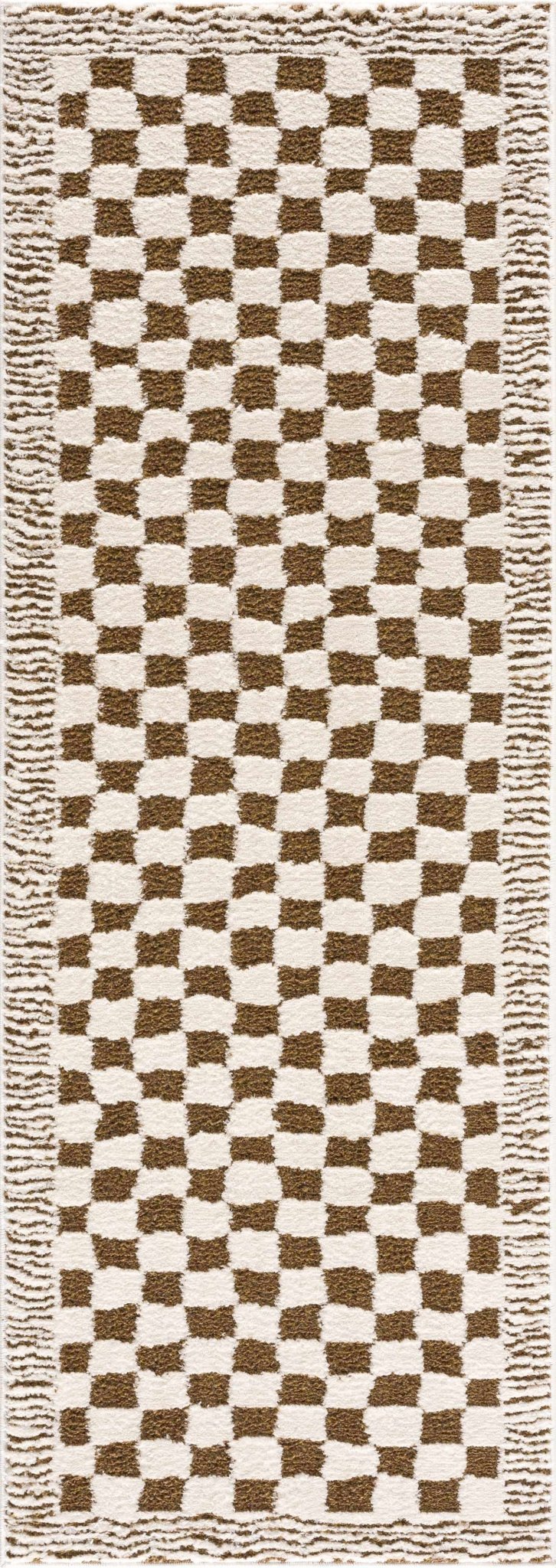 Leryn Brown Checkered Plush Rug - thewrightstore