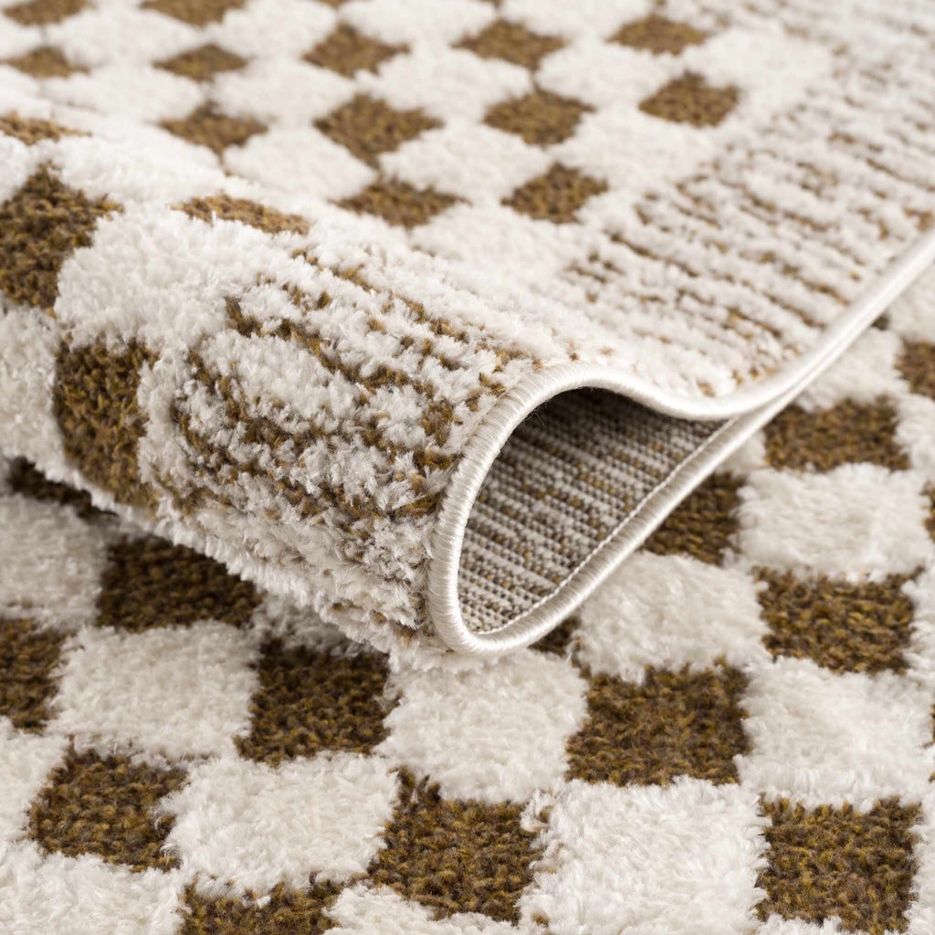Leryn Brown Checkered Plush Rug - thewrightstore