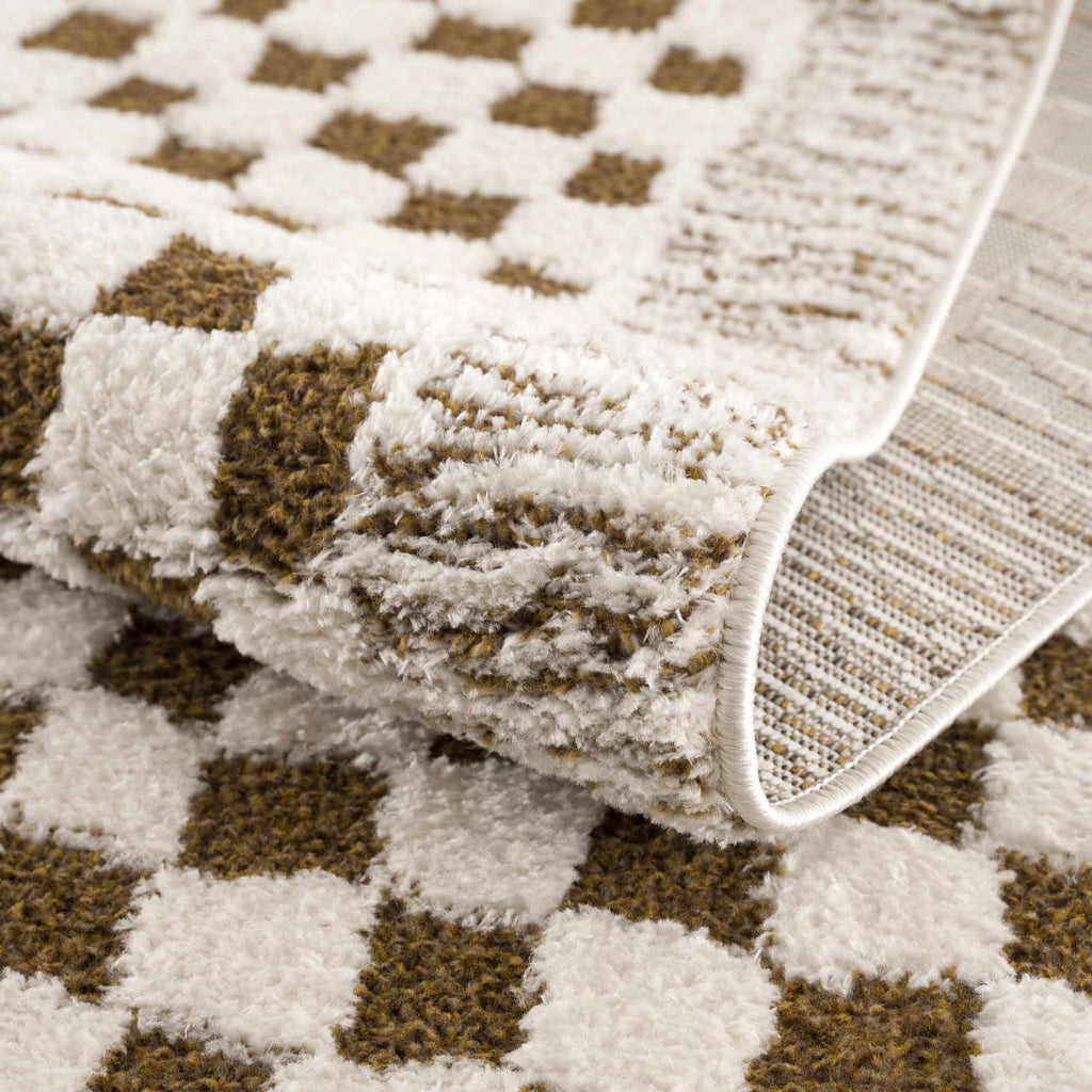 Leryn Brown Checkered Plush Rug - thewrightstore