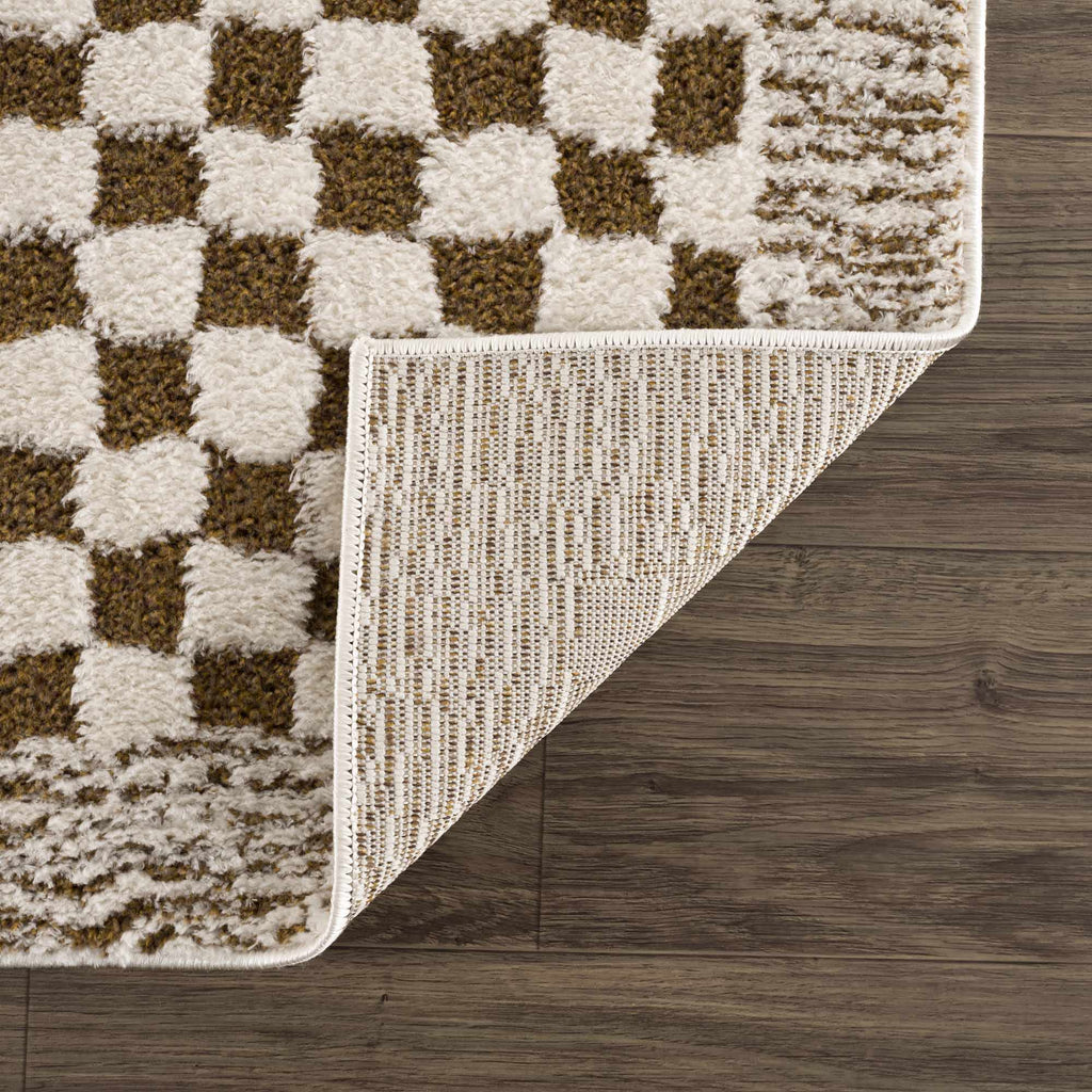 Leryn Brown Checkered Plush Rug - thewrightstore