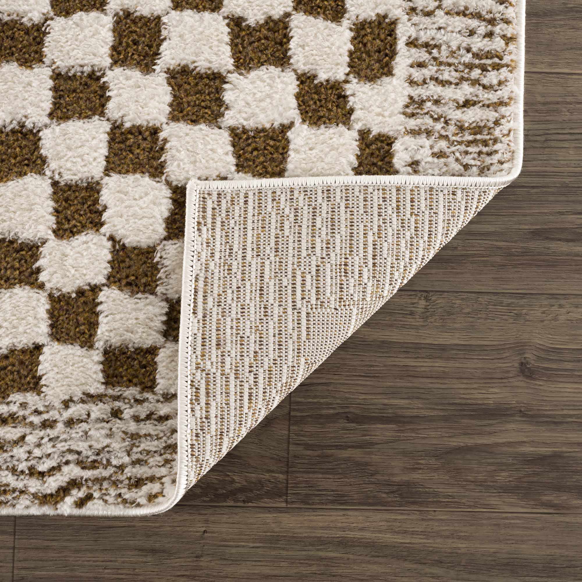 Leryn Brown Checkered Plush Rug - thewrightstore