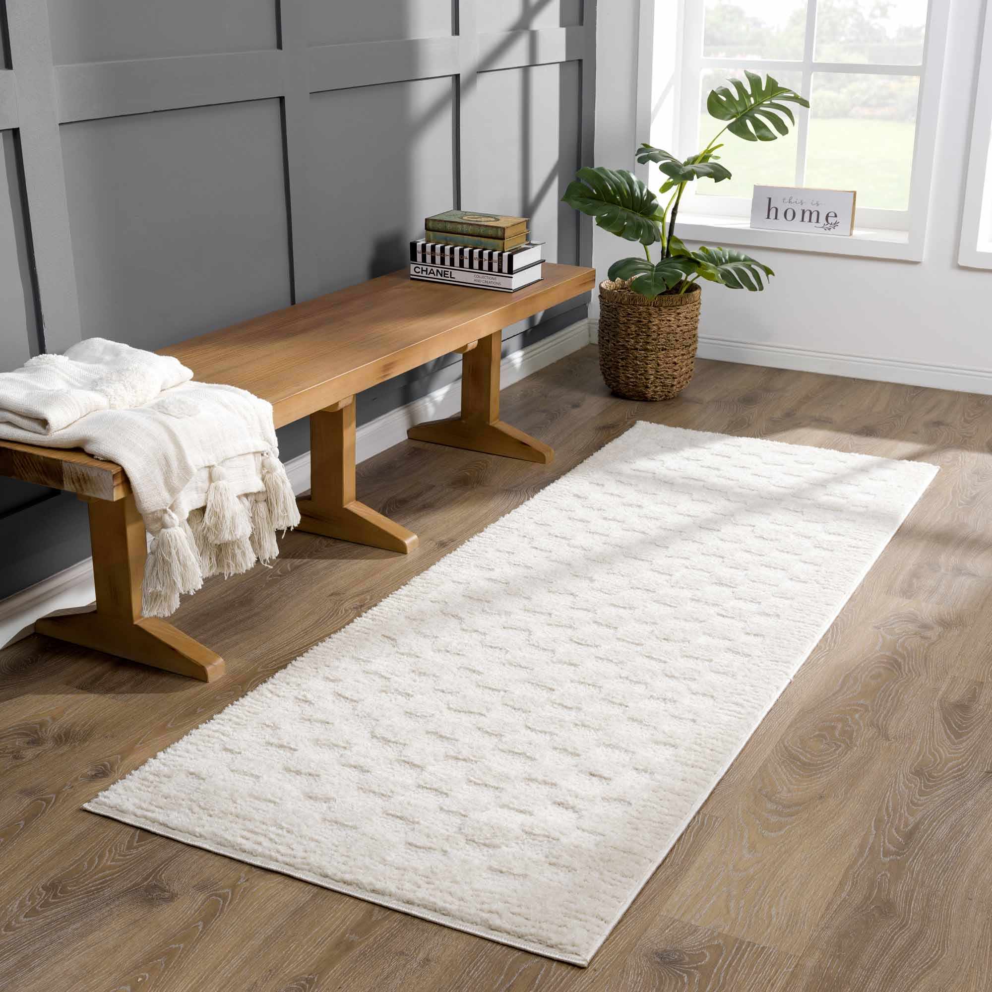 Leryn Ivory Checkered Area Rug - thewrightstore