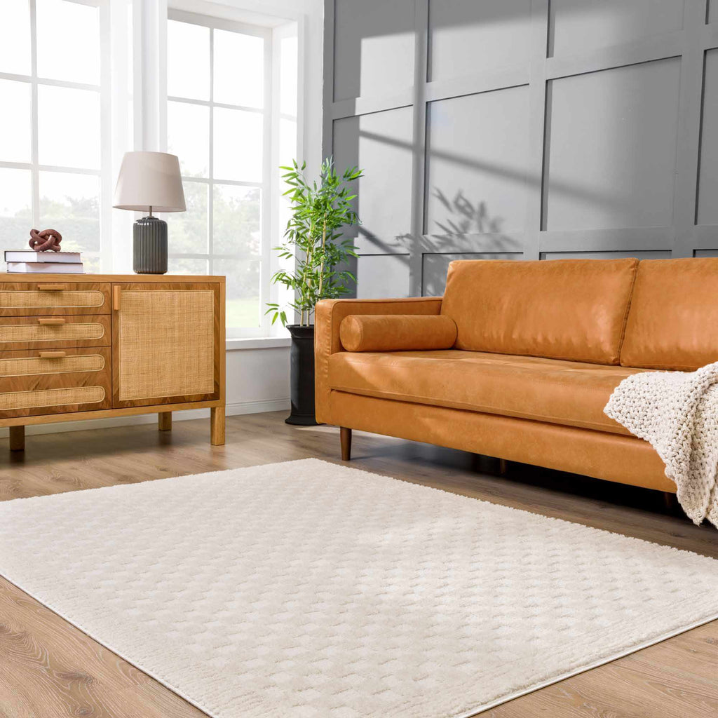 Leryn Ivory Checkered Area Rug - thewrightstore