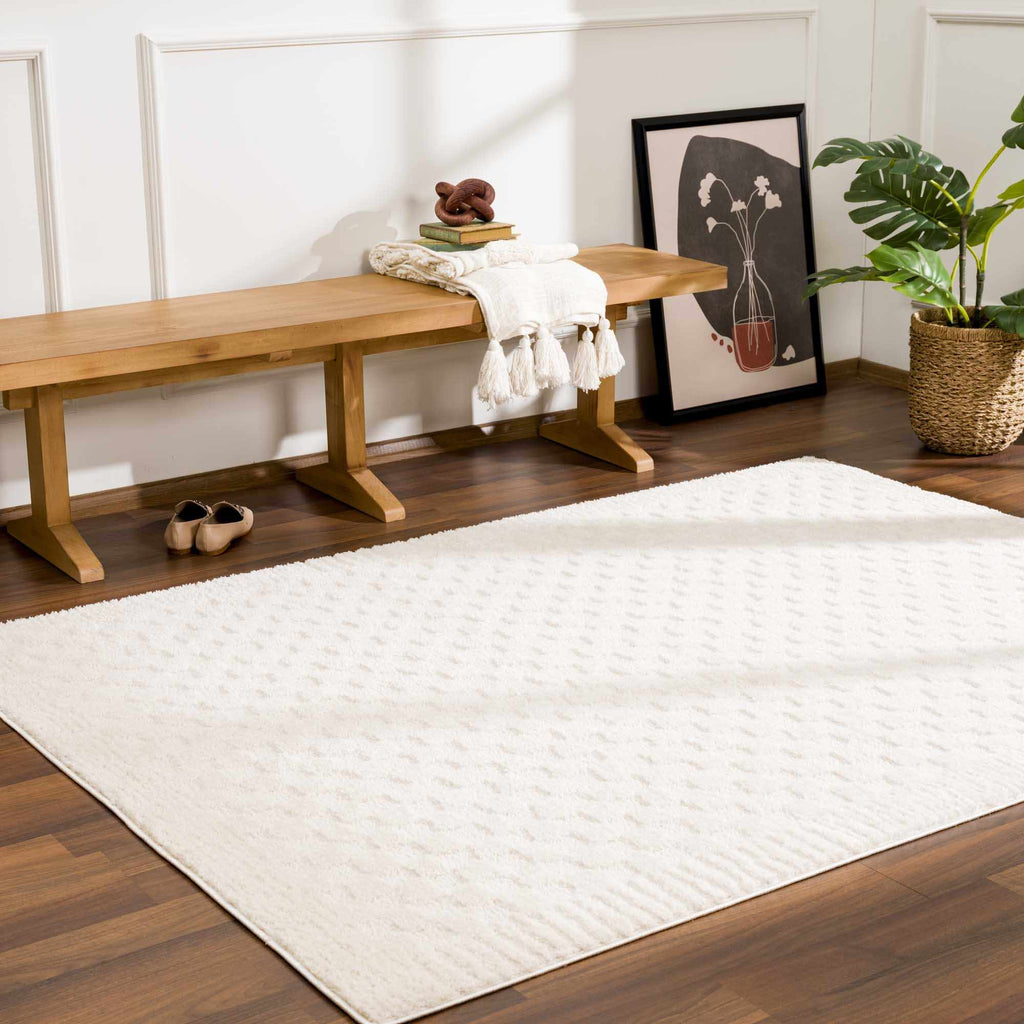Leryn Ivory Checkered Area Rug - thewrightstore