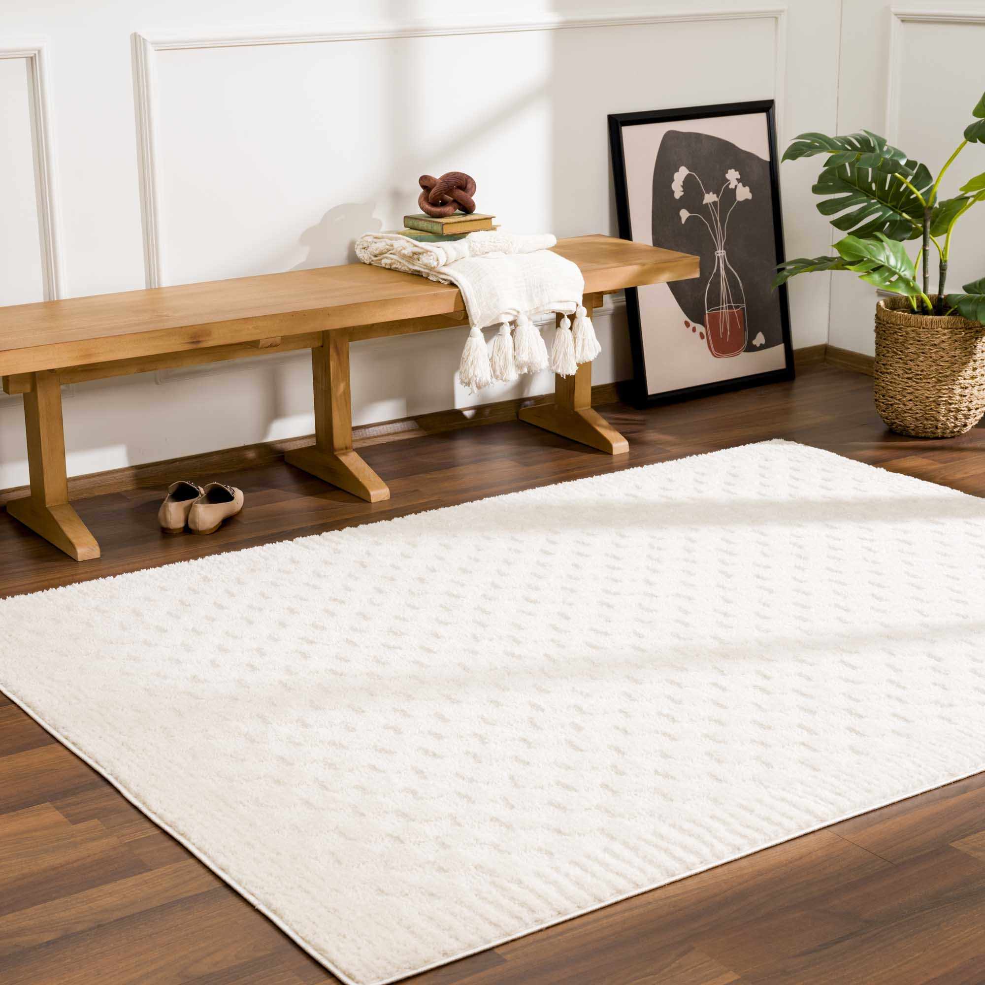Leryn Ivory Checkered Area Rug - thewrightstore