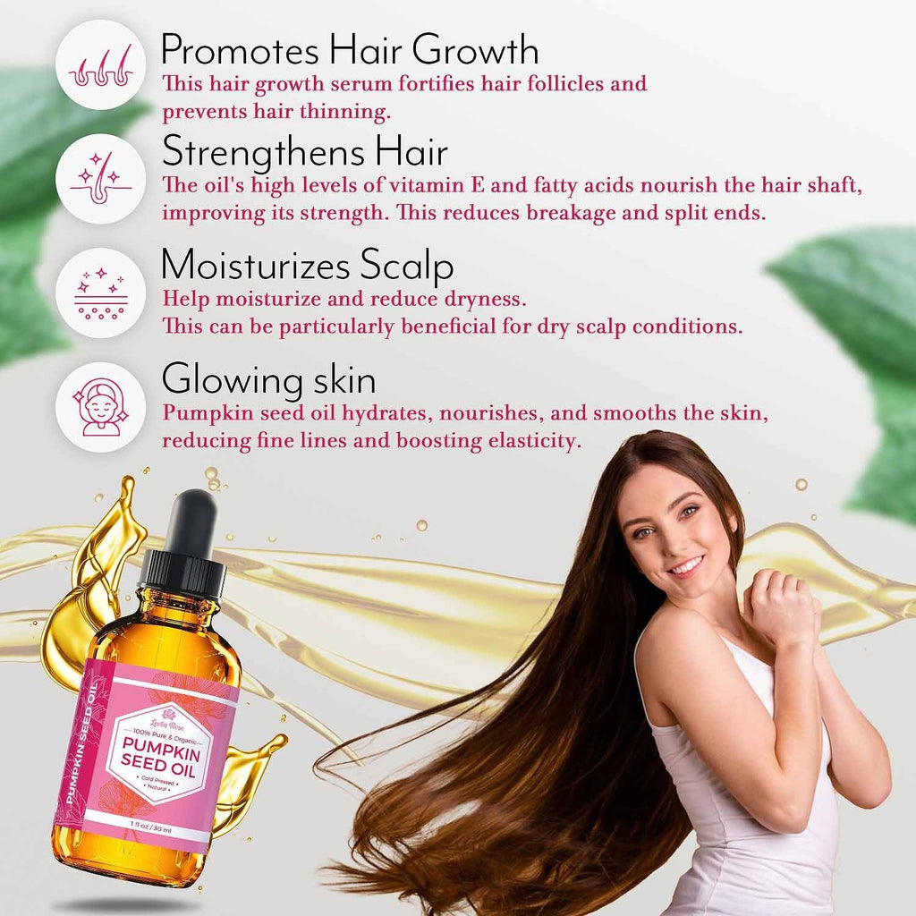 Leven Rose 100% Pure Pumpkin Seed Oil for Hair Growth and Skin Hydration - 2 Oz Natural Moisturizing Extract for Scalp, Skin, and Nails - thewrightstore