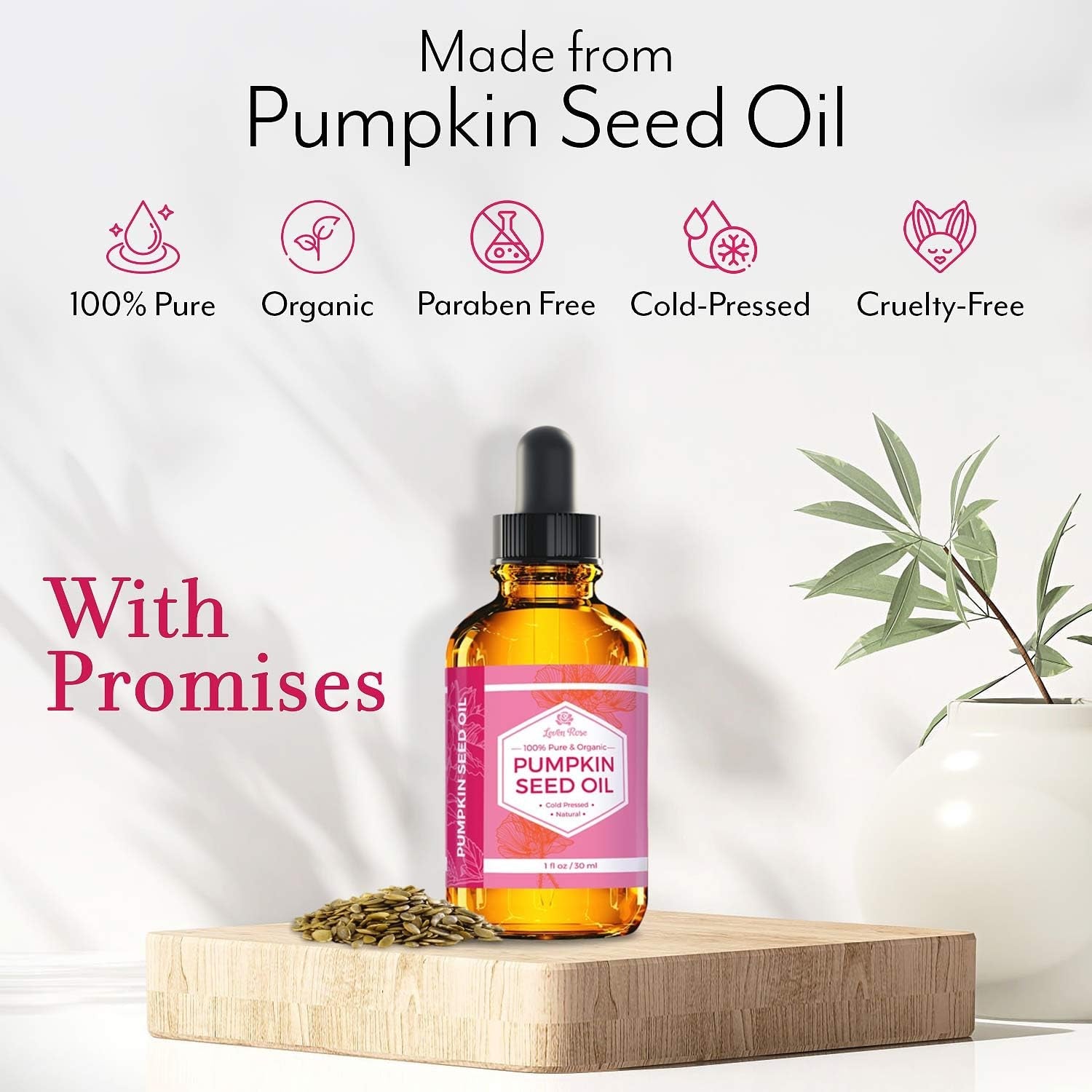 Leven Rose 100% Pure Pumpkin Seed Oil for Hair Growth and Skin Hydration - 2 Oz Natural Moisturizing Extract for Scalp, Skin, and Nails - thewrightstore